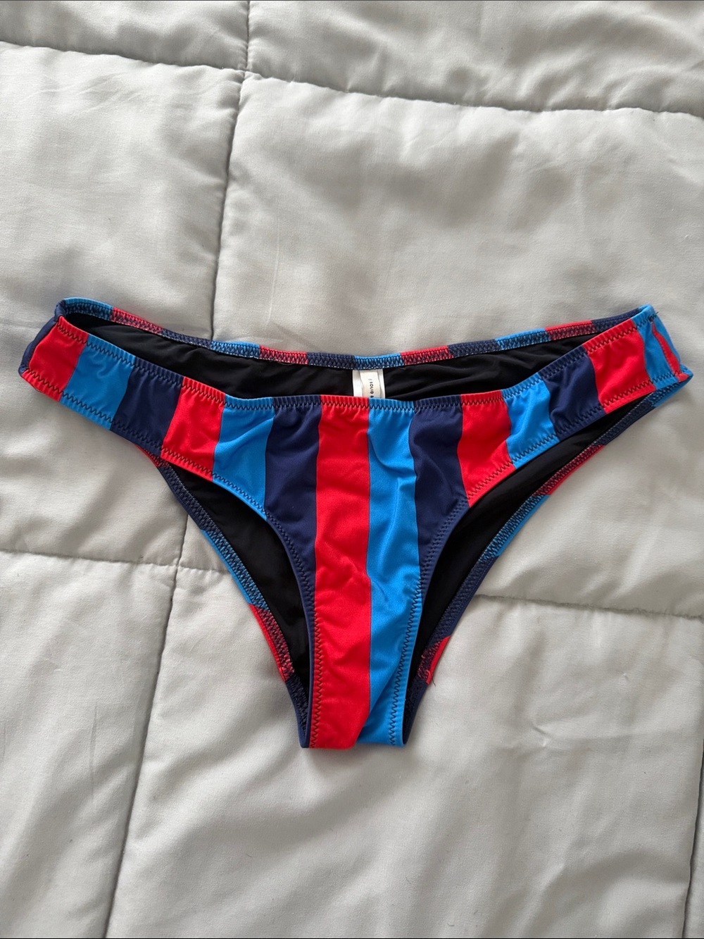 Solid and striped large striped bikini bottom